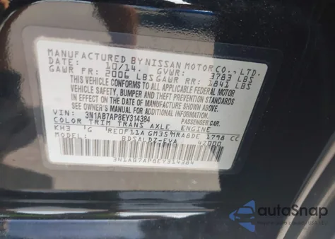 2014 Nissan Sentra Sv from USA, damaged, VIN 3N1AB7AP8EY314384